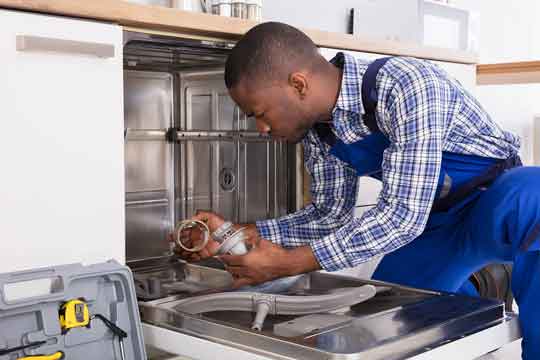 man fixing a dishwasher